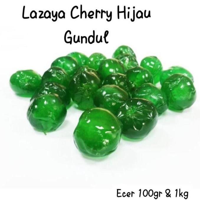 

LAZAYA CHERRY GUNDUL HIJAU IMPORT 100GR TANPA TANGKAI KERING.
