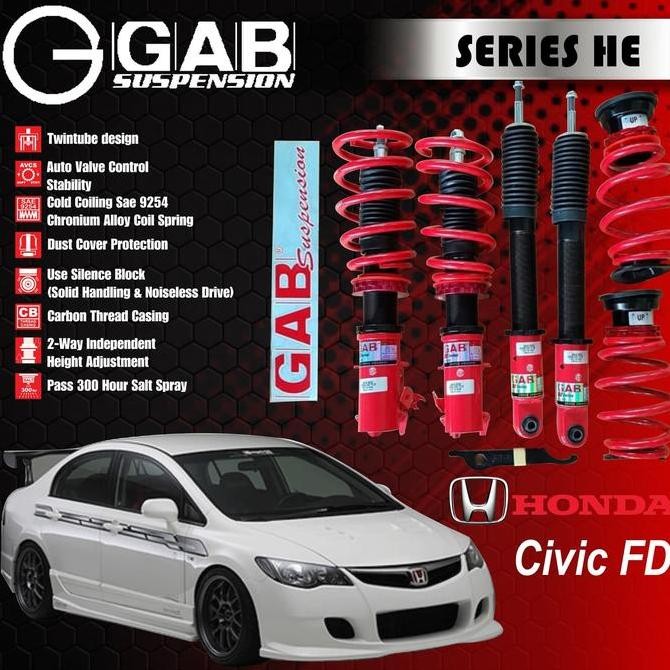 Aksesoris Suspensi per Shockbecker Coilover GAB HE Series Civic FD1 FD