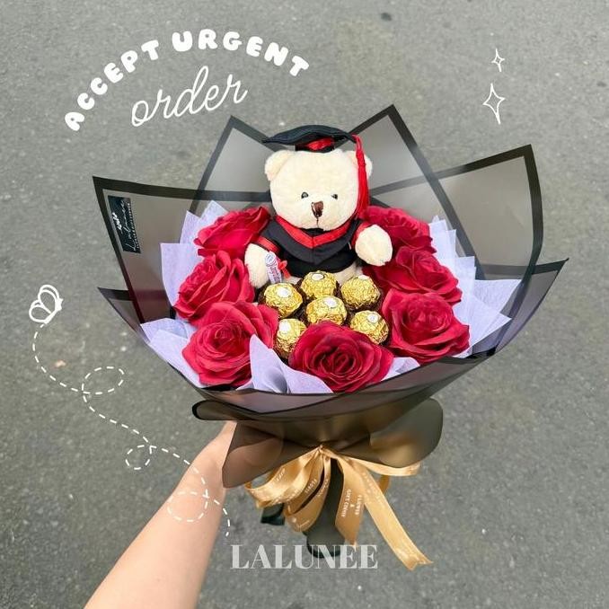 Ferrero Bouquet / Buket Mawar Coklat Ferrero / Buket Wisuda / Bouquet Mawar Palsu