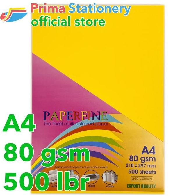 

Kertas Hvs Warna A4 Paperfine It 210 Lemon | Rim Isi 500 Lembar [Tc]