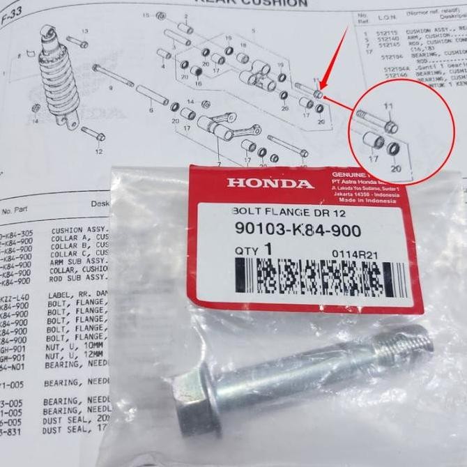 restock baut unitrack honda CRF 150 original