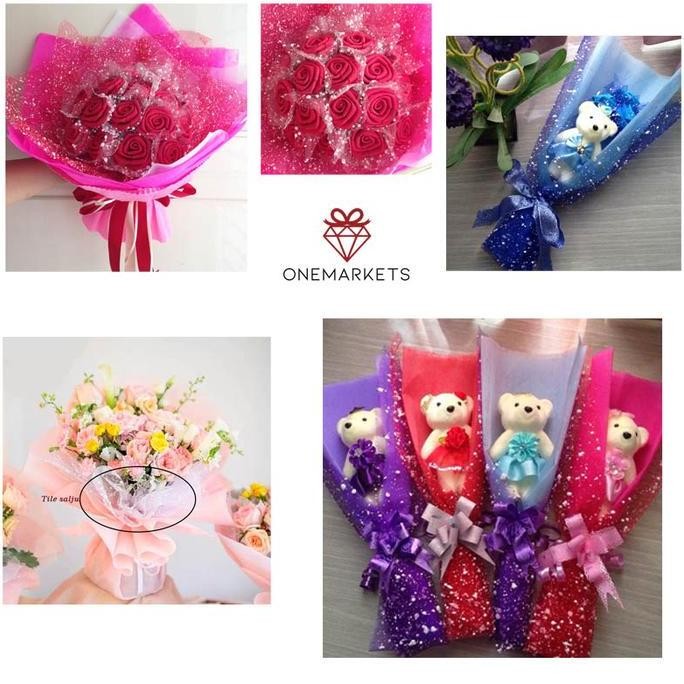 

ECER 1 METER Kain Tile Salju / Wrap Snow / Pembungkus Buket Bunga