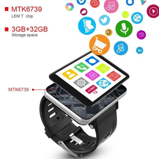 LEMFO LEM T 4G Layar 2.86 Inci Smartwatch Android 7.1 3GB 32GB Cam 5Mp murah