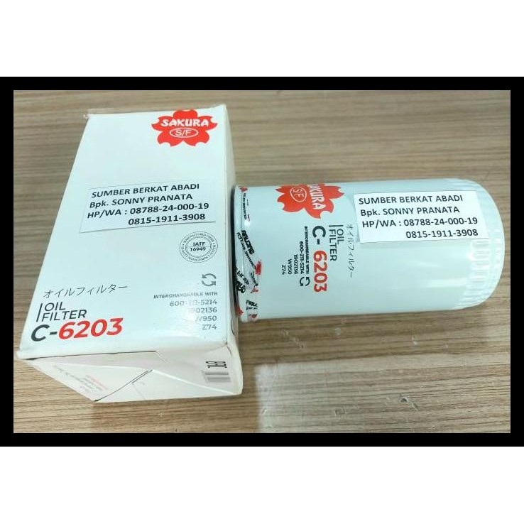 TERBARU SAKURA C-6203 C6203 C 6203 OIL FILTER 600-211-5214 1902136 W950 Z74 1161934 056 844.0 15208-
