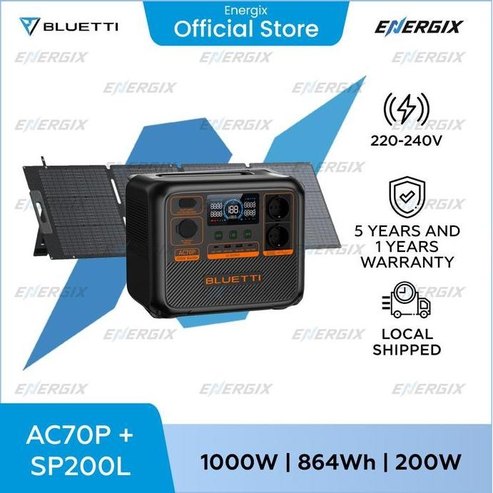 BLUETTI AC70P+SP200L | 1000W 864WH+200W ORIGINAL DAN TERPERCAYA