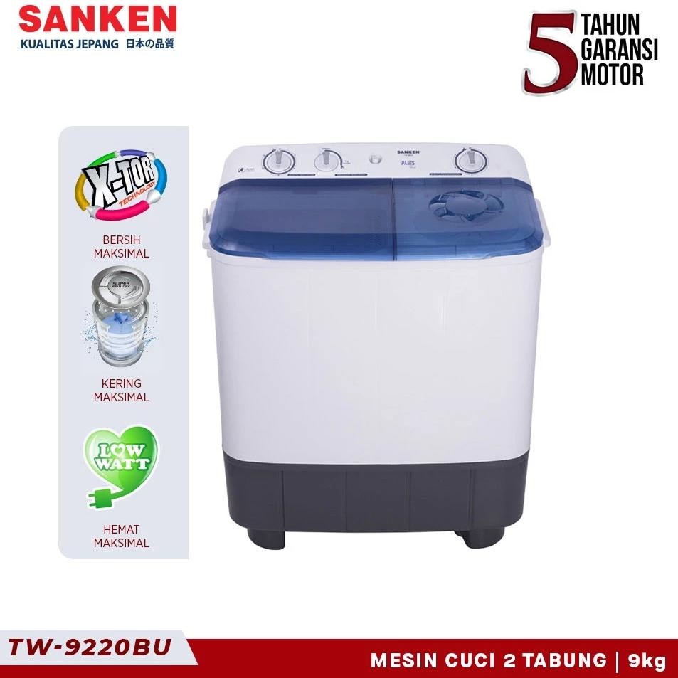 Sanken Mesin Cuci 2 Tabung Otomatis - TW882BP / TW9220BU - FREE ONGKIR Jabodetabek