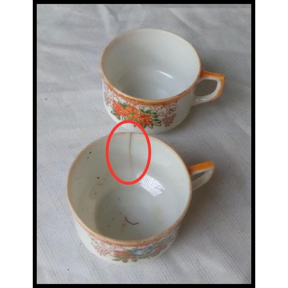 BEST DEAL MINIATUR CANGKIR KERAMIK JAPAN 2 BUAH RETAK