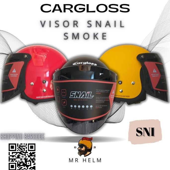 Helm Cargloss Retro Original + Visor Snail Flat Smoke Premium Quality Murah!