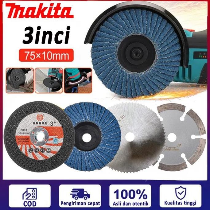 Makita Cakram Gerinda Bor Diameter 75Mm 10Mm Alat Penggiling Sudut Elektrik Multifungsi Pisau Gergaj