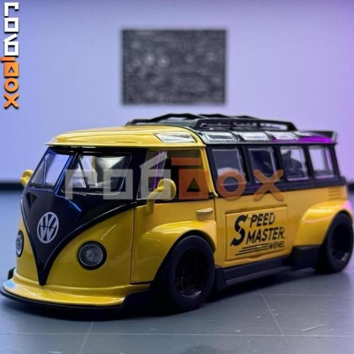 DIECAST VW COMBI T1 MODIFIKASI + LAMPU SUARA PULLBACK TATAKAN DISPLAY