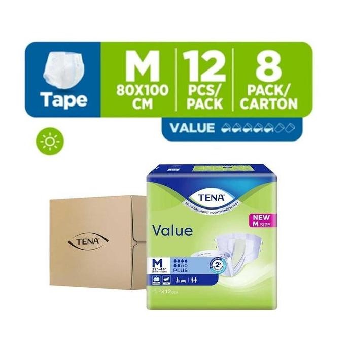 

Tena Value Unisex Adult Diapers M - Case (8 x 12pcs)