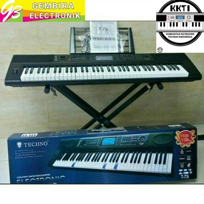 baru paket Keyboard Techno T73i stand double organ piano Original Techno