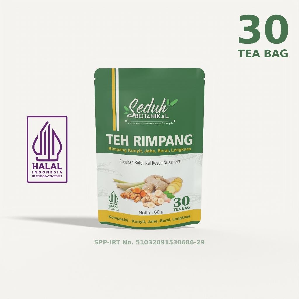 

FM SEDUH BOTANIKAL Teh Rimpang | Teh Celup Rimpang JSR | Teh Kunyit Jahe Serai Lengkuas | 30 Tea Bag