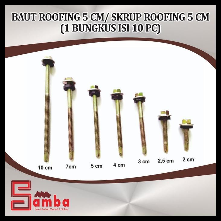 TERBARU BAUT ROOFING 5 CM / SKRUP ROOFING 5 CM (1 BUNGKUS ISI 10 PC) 