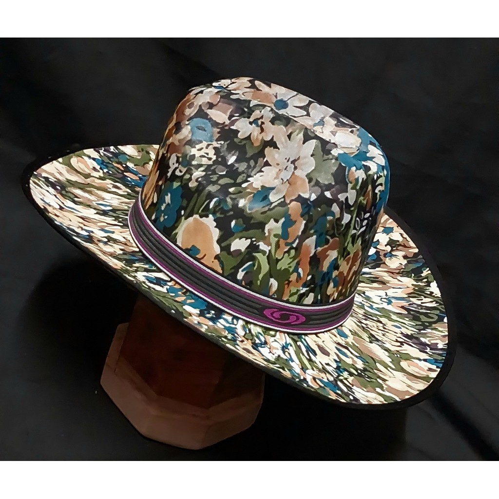 Buffalo koboi motif ....print cowboy hat ..topi koboi ..topi vintage,,western hat