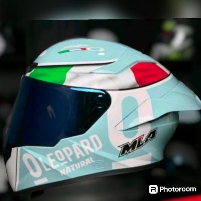 Helm Motor Mla Ttc Crypton Full Face Motif Leopard Easy Green Dengan Visor Polikarbonat Anti Gores -