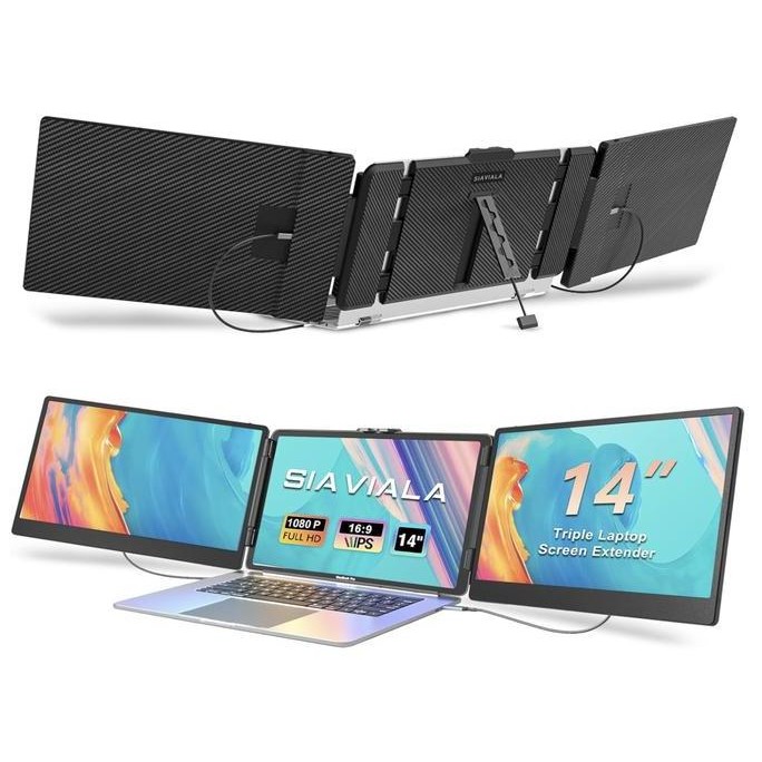 

Laptop Screen Extender, 14" IPS Triple Monitor for Laptop Extension