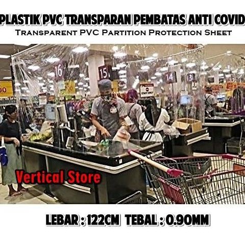 

Plastik Mika Bening Pelindung Anti Covid / Pembatas Jarak 122Cm 0.90Mm