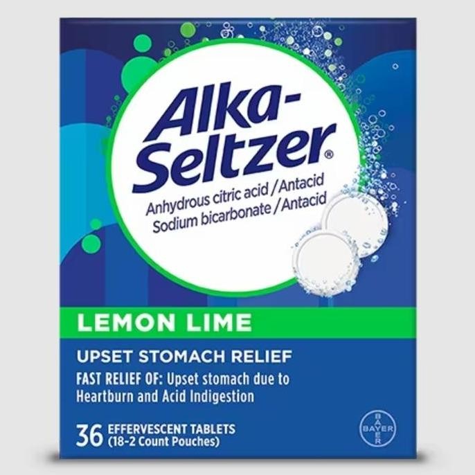Alka Seltzer Antacid Lemon Lime Upset Stomach Relief Tablet isi 36