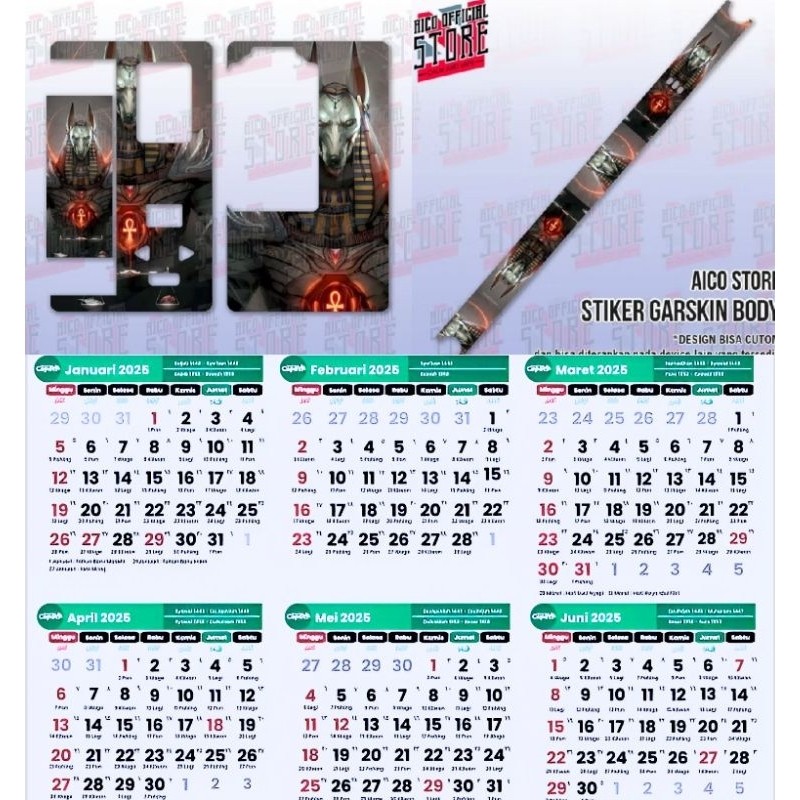 

*2Piece* Kalender Baru Tahun 2025 B80 13 Garskin Stiker Casing Custom Bebas Dan Bayar Ditempat