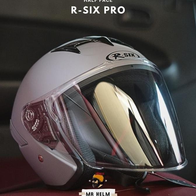 Helm Half Face Sni Ava Matte Black Red With Visor ( Mr Helm ) Premium