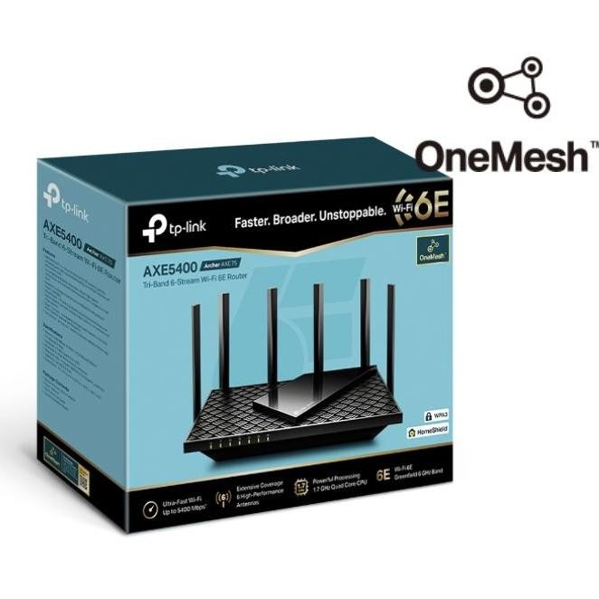 

TP-Link AXE5400 AXE75 Tri-Band Gigabit Wi-Fi 6E (New 6 GHz band) OneMesh Wireless WiFi Router