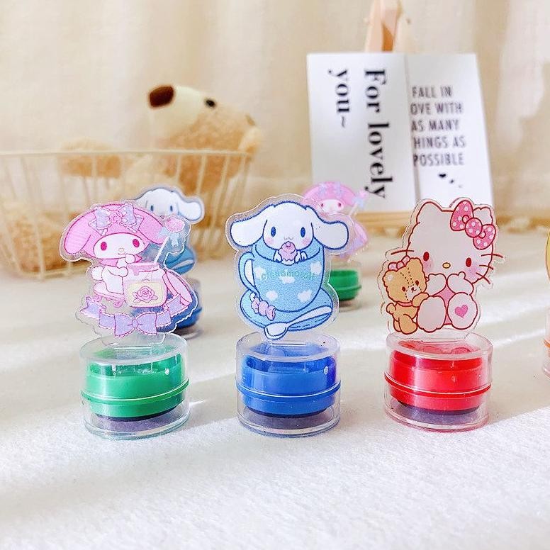 

TT-COD Mainan Anak Mini Round Stamp Stempel Tinta Cap Lucu/Stamp jurnal Sanrio akrilik mewah