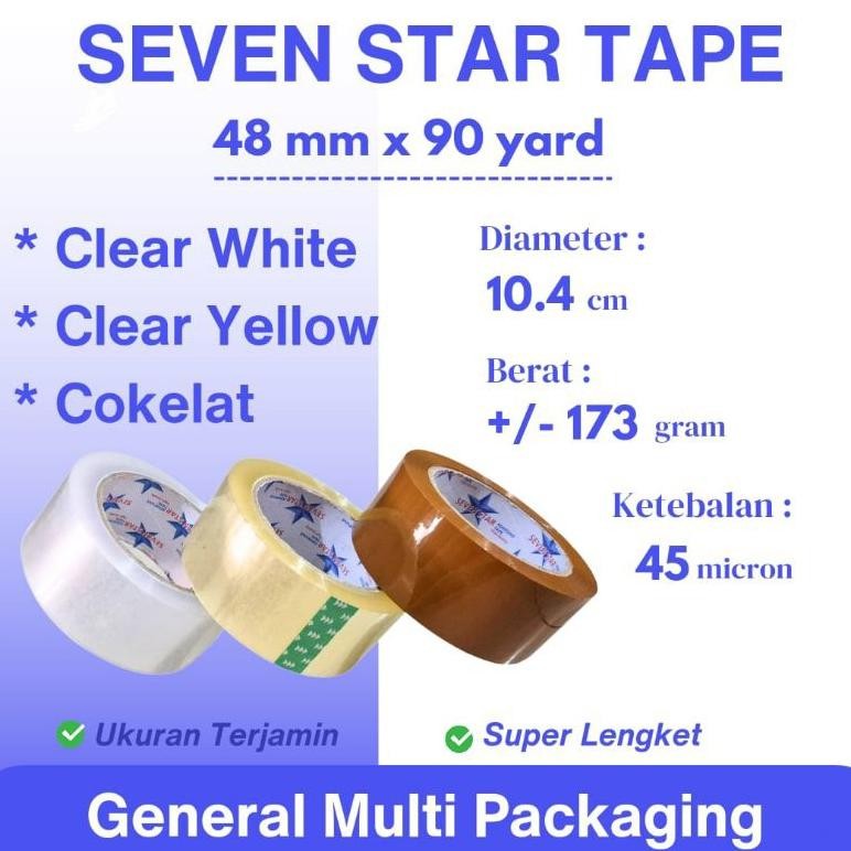 

Seven Star Lakban 45 mm x 110 Yard Terjamin Ukuran & Super Lengket