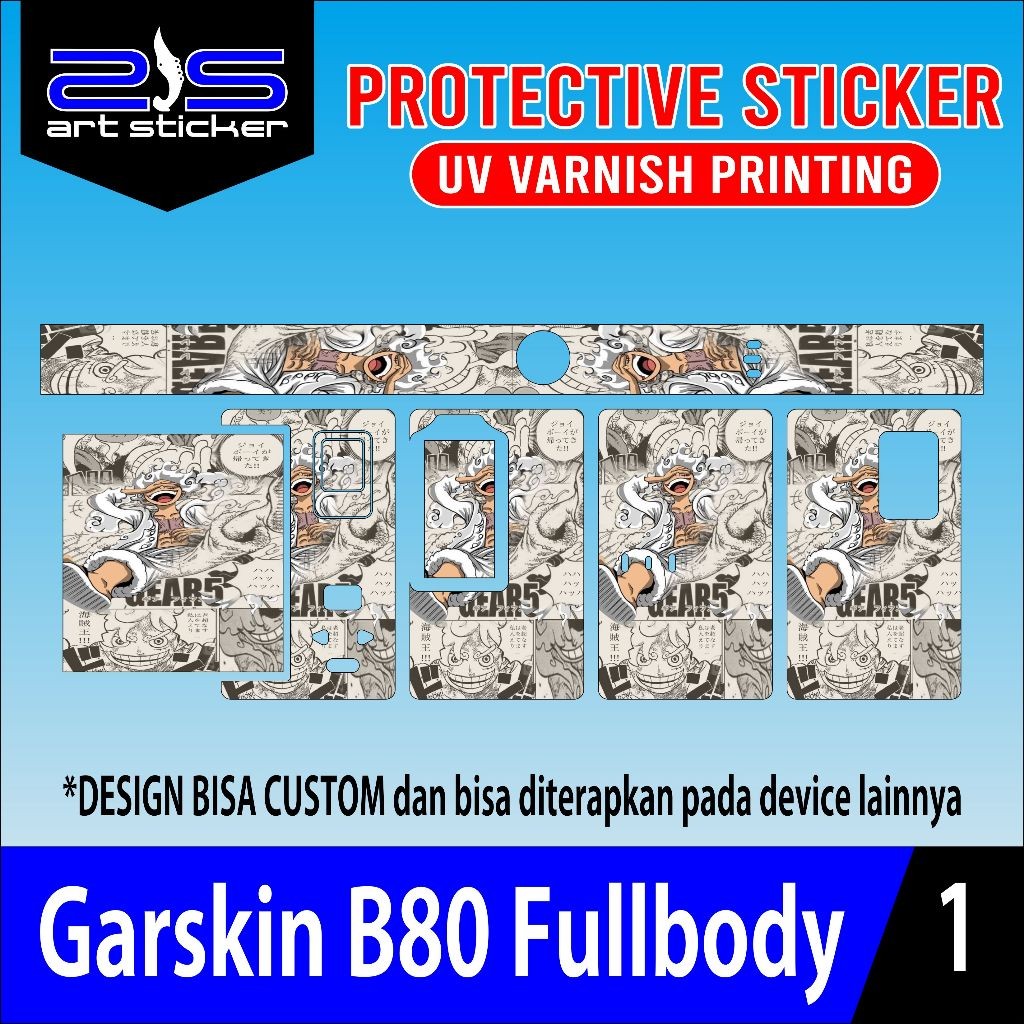 

*2Piece* Stiker B80 Kuromi Uv Varnish Printing Luffy Gear 5 Garskin Stiker Casing Custom Bebas Dan Bayar Ditempat
