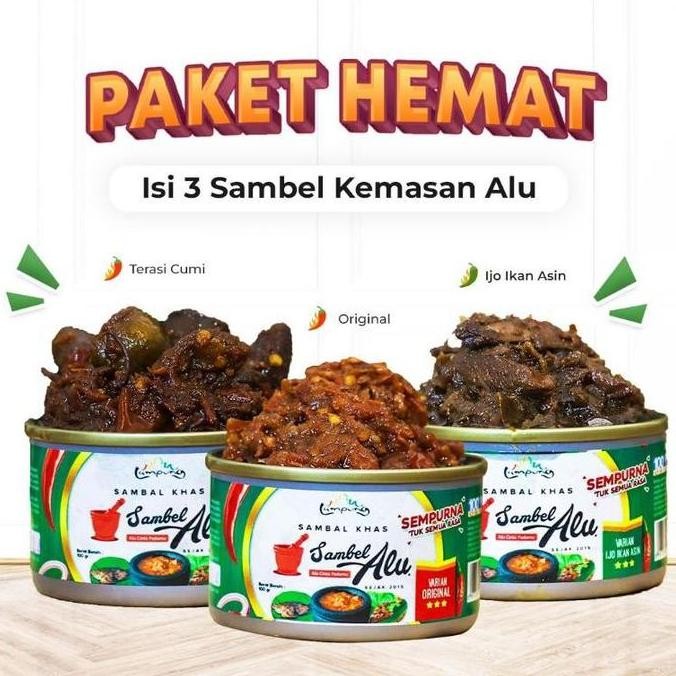 

Ready Siap Kirim!!! PAKET HEMAT 3 SAMBEL / SAMBEL BAWANG / SAMBEL CUMI / SAMBEL IJO / SAMBEL IKAN ASIN