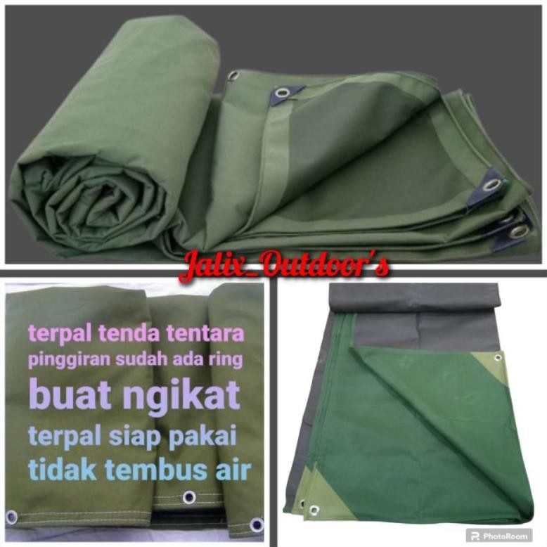 Terpal kain lapis semi karet cv tentara Uk 3x3m,,terpal kap jeep,,truk,,pickup,,tenda taroop waterpr