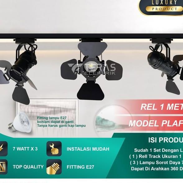 Paket Lampu Sorot Rel 7 Watt Isi 3 El Mini Studio Tralht Studio