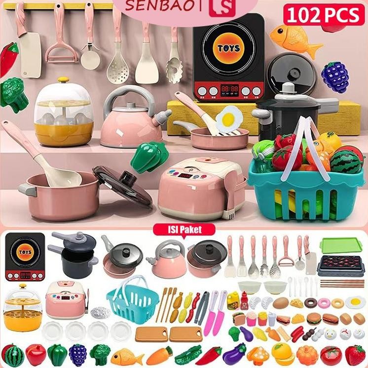 Senbao Mainan Edukasi Anak Masak Masakan Cooking Mini Kitchen Kompor Listrik Mainan Anak Perempuan