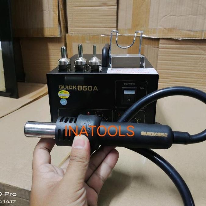 HOT AIR BLOWER UAP SOLDER QUICK 850A 550W ORI ALAT PEMBUKA IC HP SESUAI FOTO ORIGINAL DAN TERPERCAYA