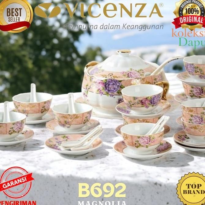 PIRING KECIL P58 Magnolia isi 6 Piring Camilan ASLI VICENZA PM