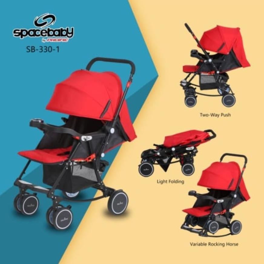 Stroller SpaceBaby SB-330-1 bisa 2 arah dan jadi ayunan