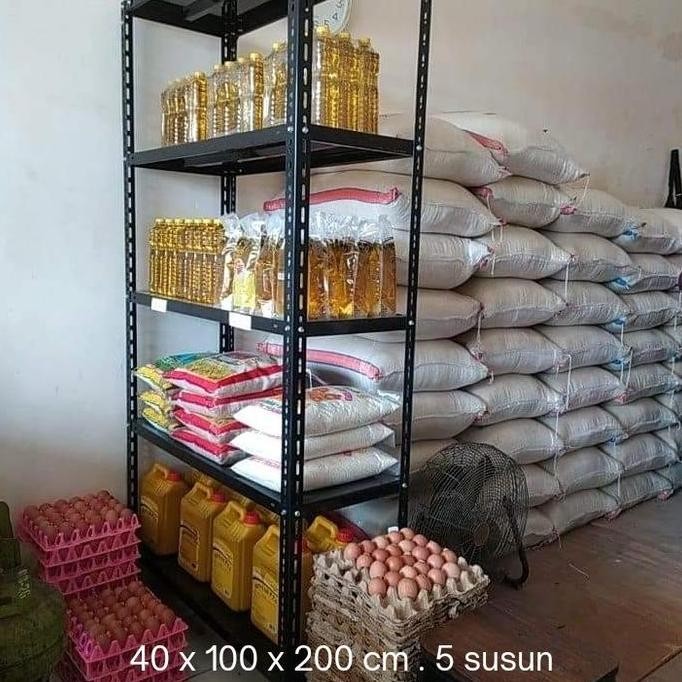 Terlaris Rak Besi 5 Susun 40 X 100 X 200 Cm Rak Gudang Serbaguna