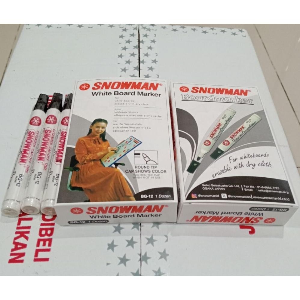 

Spidol Snowman Whiteboard BG-12 (LUSIN) Warna Hitam DiM