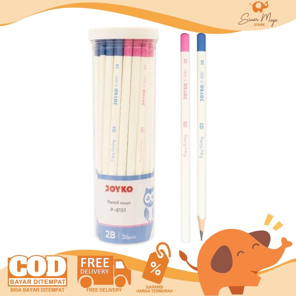 

JOYKO Pencil P-8151 Enjoy Writing White - Pensil 2B DIJUAL PAK Isi 36 Murah DiM