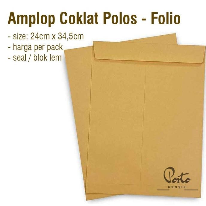 

Gand Amplop Coklat Kraft Polos Folio Seal D 24cm x 34,5cm PER PACK DiM