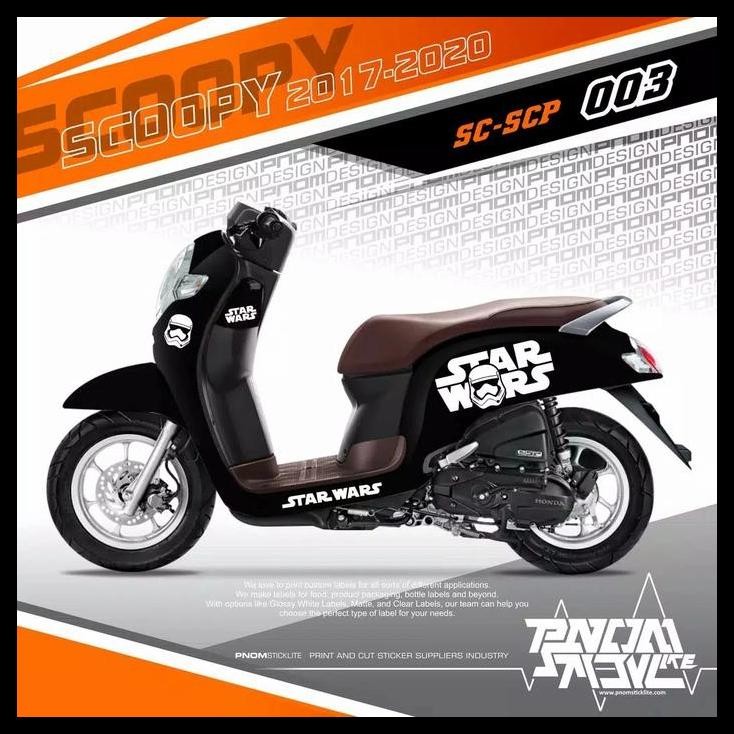 TERMURAH CUTTING STICKER STRIPING SCOOPY HITAM 2017-2021 STAR WARS PUTIH 