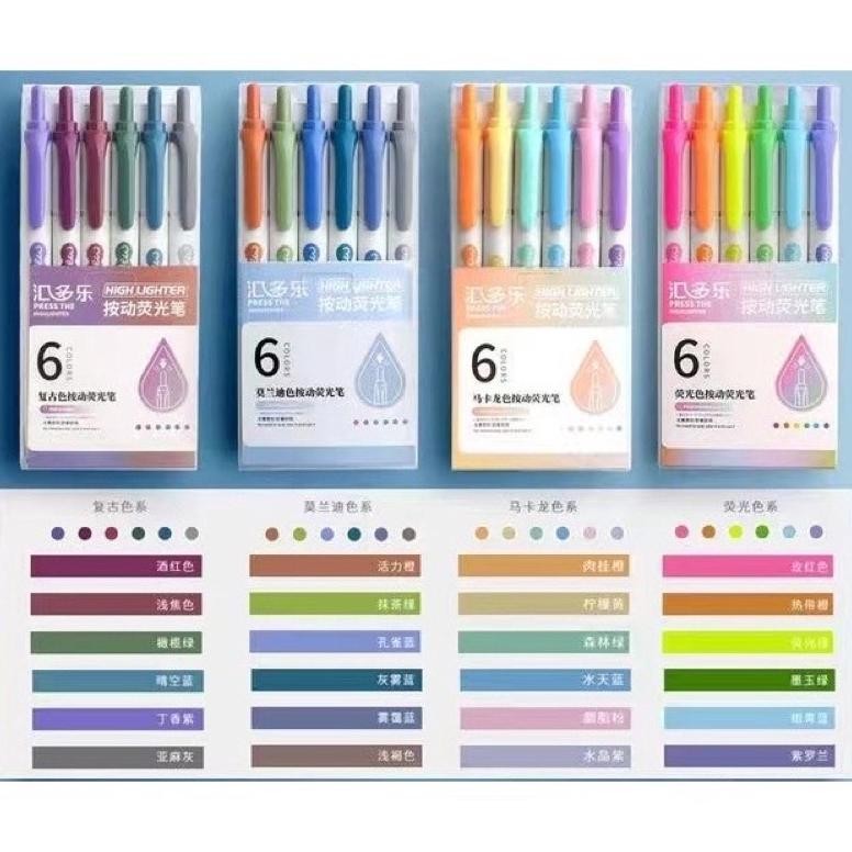 

Retractable Highlighter Set Stabilo Set 6 Penanda Warna DiM