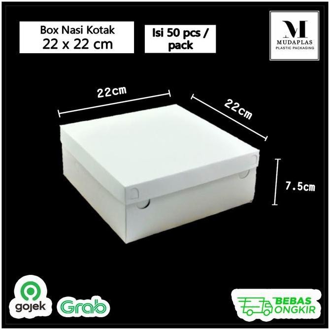 Box Nasi Kotak 22 x 22 cm / Kotak Nasi / Dus TPS Box - Isi 50 lembar