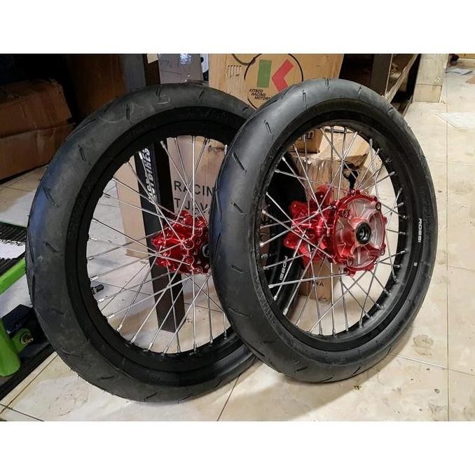 SUPERMOTO MINI KLX D TRACKER CRF PLUS BAN FREE PIRINGAN CAKRAM DEPAN BELAKANG PNP PASANG