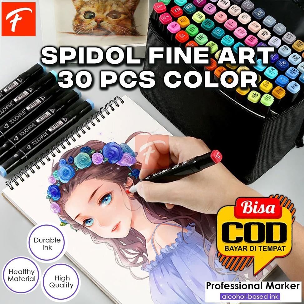 

Spidol Warna Warni Lengkap Dua Sisi Fine Art Marker brush pen 30 Pcs Color DiM