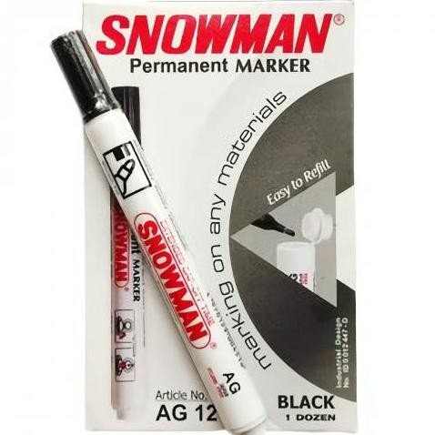 

Spidol Permanen SNOWMAN AG12 Permanent Marker AG 12 - Hitam Per Pak isi 12 Pcs DiM