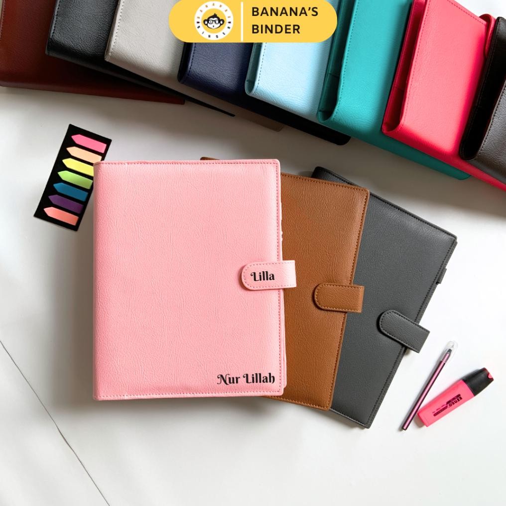 

Bananasbindery Binder Grafir Nama Kulit Premium Tebal 26 ring (B5) Free Kertas dan Pulpen DiM