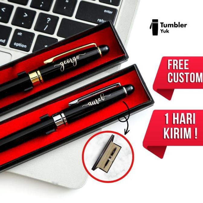 

Pulpen Estetik Pen Bolpoin Custom Nama dan Logo + Box untuk souvenir kado hadiah Metal Stationery murah