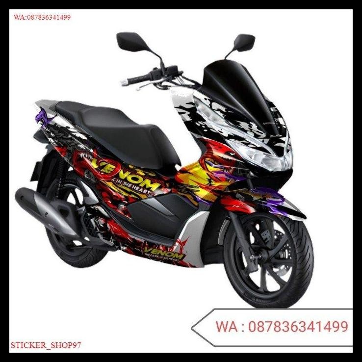 DISKON DECAL STICKER PCX 150 VENOM LIMITED EDITION WARNA PUTIH FULL BODY 