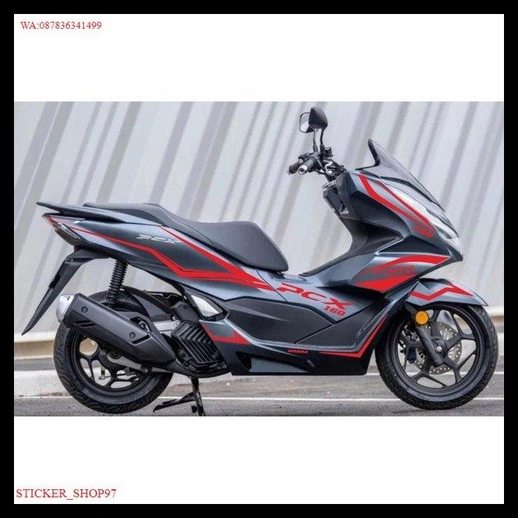 GRATIS ONGKIR STICKER STRIPING CUTTING HONDA NEW PCX 160 GREY SPORTY MERAH 